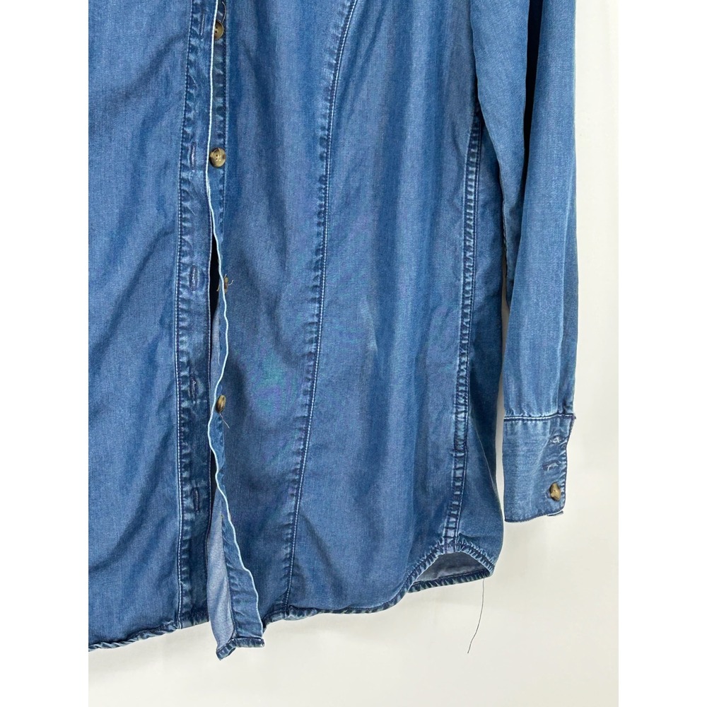 Coldwater Creek Womens Denim Shirt Tencel Lyocell Blue‎ Long Sleeve Button Up XS - Picture 5 of 8
